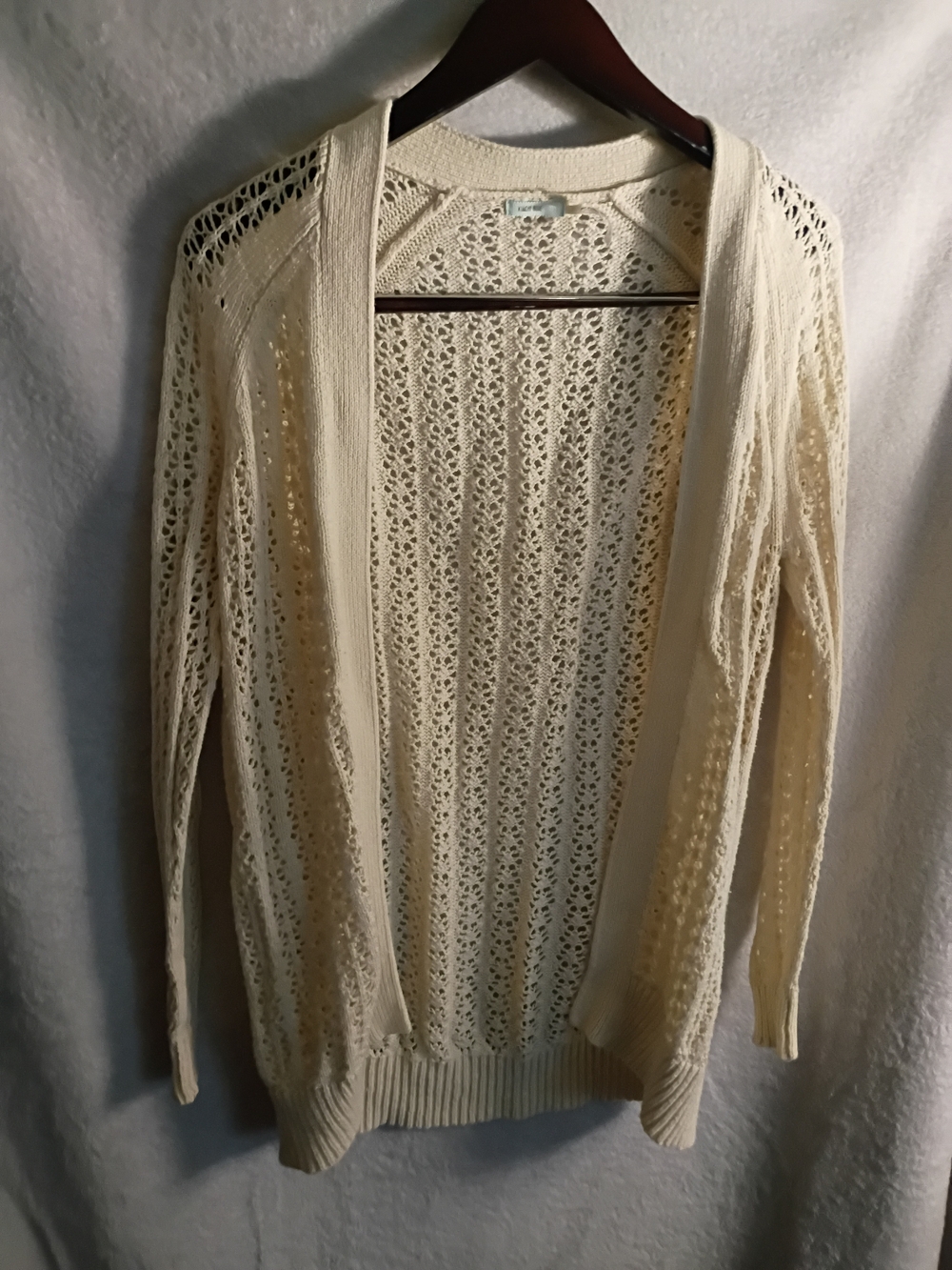 Kimchi Blue Cream Open-Weave Crochet Cardigan